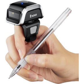Eyoyo 3-in-1 Bluetooth QR Ring Barcode Scanner, Mini Wearable Finger 1D 2D QR Code Scanner, Left&Right-Handed Use, Support Screen Scanning, Wireless Inventory Reader Compatible for iPad iPhone Android