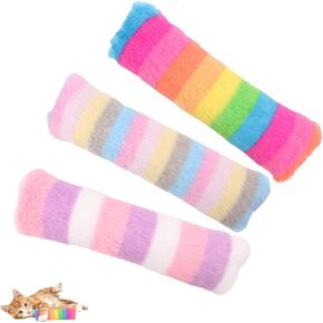 3 Pack Cat Pillows Toys, Soft Catnip Toy, Cat Chew Toy Exercise Kicker for Indoor Cats Kittens Kitty (Pink&Blue&Gray)
