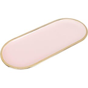 LUOZZY Ceramic Decorative Tray Jewelry Counter Storage Organizer High-Grade Jewelry Tray Elegant Oval Charm Storage Plate, Pink