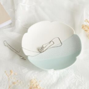 COLLECTIVE HOME - Petal Jewelry Tray, Ceramic Jewelry Dish, Contrasting Color Jewelry Tray, Decorative Trinket Dish for Rings Earrings Necklaces Bracelet Watch Keys, Birthday Mother's Day Christmas