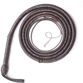Bull Whip 08 Foot 16 Plaits Kangaroo Hide Leather Equestrian Bullwhip Leather Belly & Leather Bolster Inside, Indiana Jones Dark Brown
