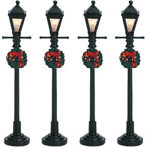 Lemax Gas Lantern Street Lamp, Set of 4, Battery Operated (4.5V) #64498