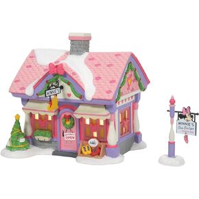 Department 56 Disney Mickey Mouse Village Minnie's Shoe Boutique Lit House and Sign Figurine Set, 6.02 Inch, Multicolor