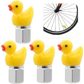 4 Pack Enhanced Duck Glow-in-The-Dark Tire Valve Caps - Universal Fit for Cars, Motorcycles, Trucks, and Bikes - Adorable Duck Design, Easy to Install, Weather-Resistant,Safety Feature