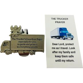 Westmon Works Truck Driver Visor Clip with Truckers Prayer Card Guardian Angel Road Safety Driving Set