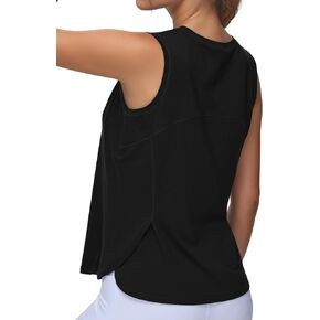 Origiwish Women's Sleeveless Workout Tank Tops Breathable Loose Fit Yoga Shirts with Side Slits