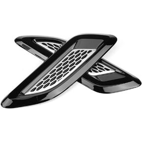 Qiilu Exterior Hood Air Vent Outlet Wing Trim Fit for Land Rover Range Rover Evoque 12-18 Black & Silver