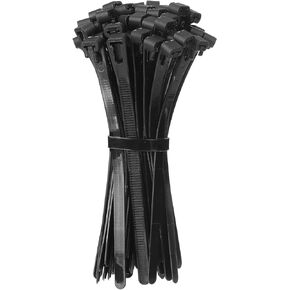 MECCANIXITY 6 Inch Releasable Cable Ties Adjustable Zip Ties 50lbs Tensile Strength Removable Indoor Outdoor Tie Wraps for Fix Organize Black 100Pcs