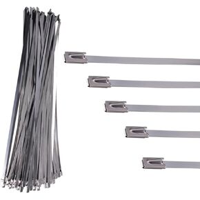 CNCYEAH Zip Ties 100PCS 4.6 Inch 200mm Metal Cable Zip Ties 304 Stainless Steel Cable Zip Ties Self-Locking Steel Exhaust Wrap Wire Ties for Machinery, Vehicles