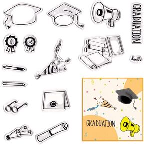 ALIBBON Happy Graduation Clear Stamps for Card Making and Photo Album Decorations, Graduation Photo Stamps, Graduation Party Transparent Silicone Stamps for Crafting and DIY Scrapbooking