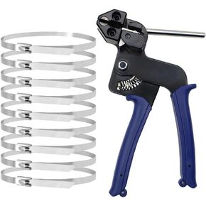 Stainless Steel Cable Tie Tool Zip Gun With 110PCS 11.8 inches Metal Zip Ties And Cable Tie Disassembly Tool,Cutting Tools Makes Super Tight Ties With A Clean Cut