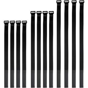 XSTRAP STANDARD 12PCS Reusable Fastening Cable Ties, 16+24+31 Inch Securing Cable Straps, Multi-Purpose Adjustable Cable Management, Cable Organizer for Home, Office, and Data Centers,3 Sizes & Black