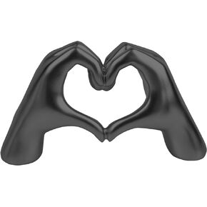 Heart Hands Sculpture Nordic Minimalist Style Resin Crafts Love Jewelry Modern Decor Mothers Day Wedding (Black)