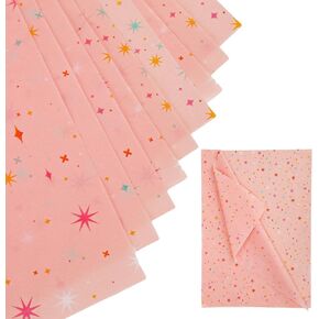 30 Sheets Star Tissue Paper, 27.55x19.68in Pink Wrapping Paper Sheets Colorful Star Pattern Decorative Gift Wrapping Tissue Paper for Christmas Wedding Birthday Party Crafts Packing