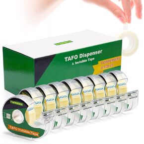 Tape for Wrapping Gifts, 8 Rolls Wrapping Tape for Presents, Frosted Writable Invisible Gift Tape Gift Wrapping Tape with Dispenser,7/10 X 800 Inches