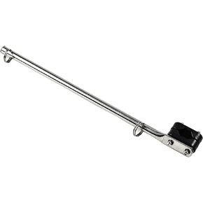 MARINE CITY 316 Stainless Steel Rail Mounted Flag Strong Sturdy Pole Base Bright-Polished Attractive Staff Black Cooperate with Plastic for Marine Boat Yacht Pontoon