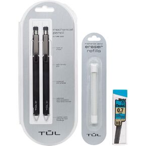TUL 0.7mm Mechanical Pencils (1 2-pack), Eraser Refills (1 3-pack) & 30 Lead Refills Value Pack