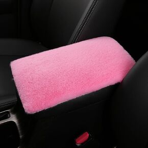 ZKFAR 1 PC Car Armrest Box Mat, 11.8" x 7.8" Imitation Rabbit Plush Center Armrest Box Cover, Unisex Hand Arm Cover Cushion, Universal Protective Mat for Most Cars (Beige)