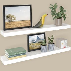 Ballucci Floating Shelf, 36" Wood Wall Shelf with Invisible Brackets for Bathroom, Living Room, Bedroom, Kitchen, Nursery, 6" Deep, Black