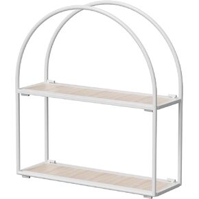 Crofy Black Arched Frame Wall Shelf, Decorative 2 Tier Bathroom Wall Shelf with Transparent Tempered Glass Shelves and Robust Storage Capacity, 6" D x 17.9" W x 19.18" H