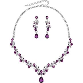 LILIE&WHITE Clear Crystal and Cubic Zircon Necklace and Earrings Jewelry Set for Women Wedding Accessories