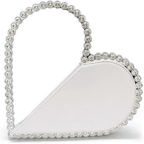 Cute Mini Heart Shape Clutch Bag Rhinestone Diamond Frame Wedding Party Clutch Purse for Women