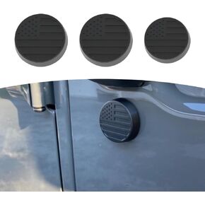 3 PCS American Flag Car Keyhole Covers, Waterproof Durable Round Vehicle Door Lock Protecter, Automotive Security Accessories Compatible with Jeep Wrangler JK JL JT Gladiator (Black)