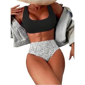 SOLY HUX Women's Floral Print Bikini Set Bathing Suits 2 Piece Swimsuit
