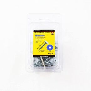 FastCap PowerHead Wood Screws with Oversized Flat Head - Self-Tapping Point - 1.5", 2 Square Drive, Zinc Finish, 50-Pack - 02203-FASTCA