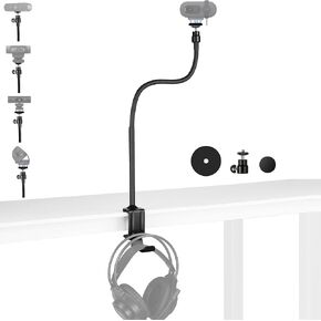 AceTaken Brio 101 Webcam Clamp Stand, 24-inch Rotating Magnetic Mount Holder with Headphone Hook Compatible with Logitech Brio 100 101,301 300,500,Brio 4K,C270,C310 webcams