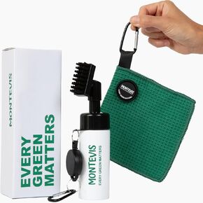 Golf Club Cleaner Brush kit with Golf Brush(Holds 5 oz Water, Spray, Retainer Clip), Magnetic Golf Towel Set for Golf Gifts, Golf Accessories for Men and Women