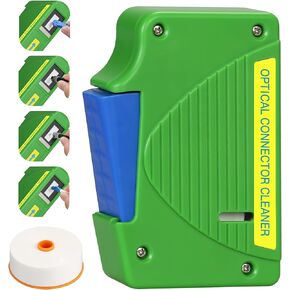 (Green) FTTH Fiber Optic Cleaning Box 550 Times Cleaner Fiber Optic Cleaning Tool Fiber Optic Cleaning Kit 1.25mm and 2.5mm SC/FC/ST/LC/MU Interface Cleaning Tape with 1 Replacement Core