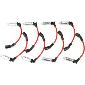 Spark Plug Wire Set 10.2MM Ignition Cable Silicone Jacket Boot Ends fits for Chevy Silverado 1500 2500 1999-2006 LS1 VORTEC 4.8L 5.3L 6.0L V8 48322R 48322, 8 Pcs