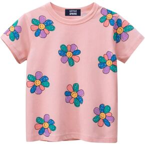 LittleSpring Kids Short Sleeve Graphic T-Shirt 100% Cotton