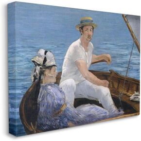 Stupell Industries Boat Lounge Lake Classic Painting, Design by Edouard Manet Art, 10x15, Wall Plaque