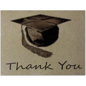 Brown Graduation Thank You Cards 12 Count - Blank Inside with Envelopes - A2 Size (5.5"x4.25")