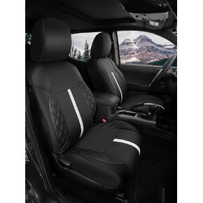 for 2016 2017 2018 2019 2020 2021 2022 2023 Toyota Tacoma Seat Covers 2016-2023, Toyota Tacoma Accessories 2023 2016-2022 Crew Cab/Double Cab, Black, Front Only