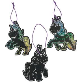 Unicorn Magic Scratch Ornaments - 24 Pc - Crafts for Kids and Fun Home Activities