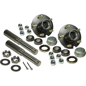 RIGID HITCH INCORPORATED Pair of 5-Bolt On 4-1/2 Inch Hub Assembly (AKRD-2200545) Includes (2) 1-1/16 Inch Straight Spindles & Bearings