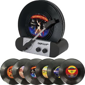 قواعد أكواب مضحكة من الفينيل ريترو، مجموعة قواعد أكواب إبداعية مكونة من 6 قطع مع حامل مشغل تسجيلات الفينيل لمحبي الموسيقى، وهدايا مضيفة الترحيب بالمنزل الجديد، وأفكار هدايا أعياد الميلاد والفيل الأبيض in Kuwait