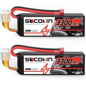 6S Lipo Battery 22.2V 50C 3300mAh RC Battery with Deans Plug for RC Model Vehicles Car Trucks Truggy Boat(2 Pack)