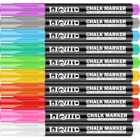Chalk Markers Fine Tip - Chalkboad Markers - Liquid Chalk Markers Erasable - Chalk Markers for Blackboard Chalk Board First Day of School Board - Window Markers Auto Car Paint Pen