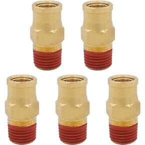 5 PCS Brass DOT Push to Connect Fittings, Male Straight 3/8" Tube OD x 1/4" NPT Air Brake Line Quick Connect Fittings Connector for Trucks Trailers Use and Air System