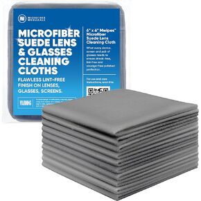 Premium Lens Glasses Cleaning Cloth by Microfiber Wholesale | Black | 6"x6" | 10pk | Soft Microfiber Suede | Travel Size Reusable | No Lint Scratch-Free Durable | Lenses Glasses Phones