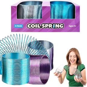 The Dreidel Company Metal Coil Spring, Goody Bag Fillers, Party Favor for Kids, Variety of 2.4" (60mm) Individually Boxed (2-Pack)