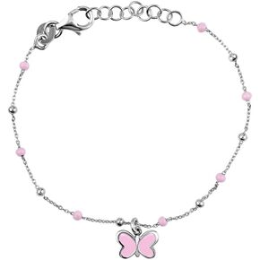 UNICORNJ Sterling Silver 925 Bracelet for Girls Charm with Enamel Beaded Chain 6.25"