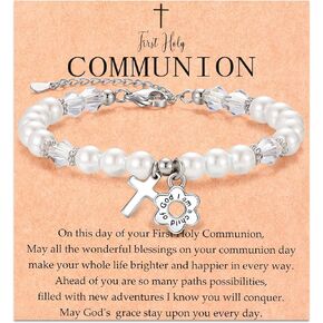 Lanqueen I Am A Child of God Bracelet Baptism First Communion Christian Gifts Flower Cross Bracelet for Girls Teens Teenage