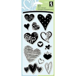 Inkadinkado Hearts Clear Stamp Set for Arts and Crafts, 13pc