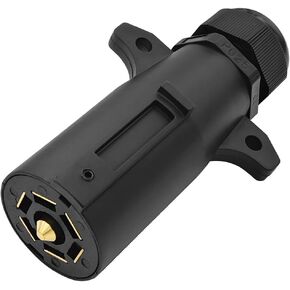 7Pin Trailer Plug, 7 Way Heavy Duty RV Blade Socket Plug Connector Adaptor for Towing, Seal Waterproof Trailor Light Wiring Plug Replacement Accessories, Universal Fit