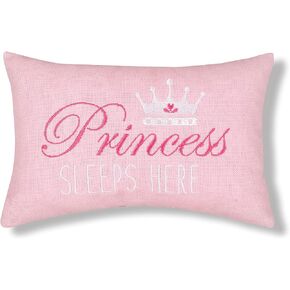 C&F Home Pink Princess Sleeps Here 6" x 9" Extra Small Throw Pillow Decor Decoration, Soft Embroidered Novelty Mini Throw Pillow For Girls, Kids, Toddler, Children 6 x 9 Pink